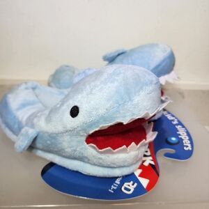 Kids Shark Plush Slippers 3D Size Small 13-1 Toddler New With Tags - Blue